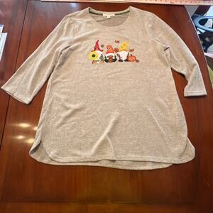 Clover + Pine, Size XL, Gray Sweater/Sweatshirt, Embroidery